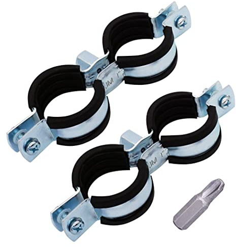 SKIR'CO (2 Stück) Doppelrohrträger mit Gummifutter für 32-36mm Rohre, Rohrschellen, Rohrträger für Wand- und Deckenmontage