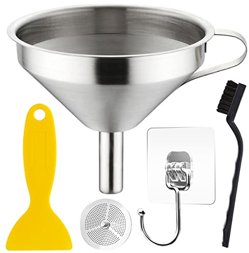 Youmile 304 Filtro in resina a imbuto in acciaio inossidabile per stampante 3D in resina, trasferimento di liquidi, olio, con filtro in acciaio inossidabile rimovibile, gancio, strumento di pulizia