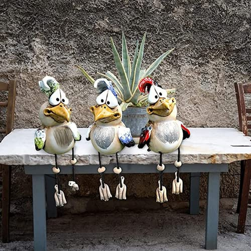 Eivdru 3Pcs Huhn Deko Garten Keramik, Hühner Gartenstecker Tiere Garten Dekoration Figuren für Außen, Harz Statue Bauernhof Balkon Wohnzimmer