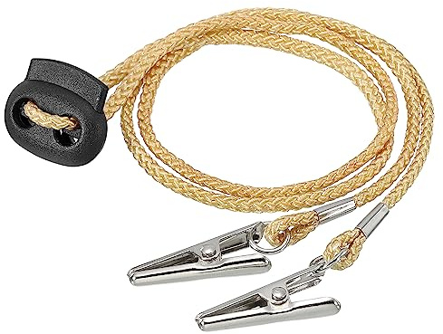 sourcing map Serviette Kette 12.8 Polyester Halslatzhalter Kette Sonne Hat Riemen Kordel Schlüsselband mit Einstellbar Schnalle Klammern für Serviette Kappe Befestigung Beige