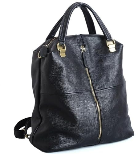 Alice Borsa a Tracolla in Vera Pelle Bovina per Donna, Borsa da Viaggio in Pelle Nera, Nero, 13.4 Pollici
