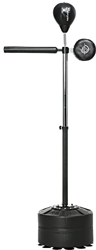 SPORTNOW Free Standing Speed Bag, Height Adjustable Boxing Punching Bag with Stand, Reflex Bar, Punching Pad and Suction Cup Base for Adults & Teenagers, Black