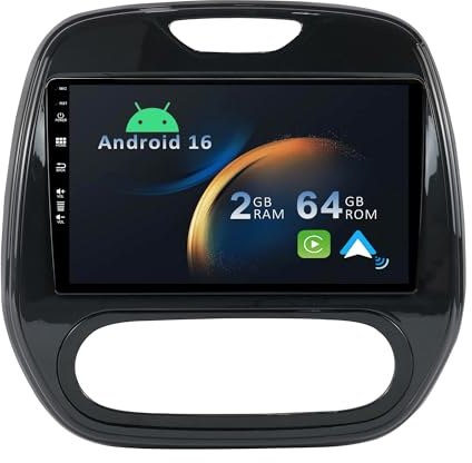 YUNTX Android 14 2 Din Radio con navigazione per Renault Captur (2014-2019): [Integrato CarPlay/Android Auto/DSP/GPS]-IPS 2.5D 9 pollice Touch screen-DAB/Bluetooth 5.0/Controllo del volante/USB/WiFi