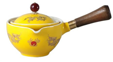Gong Fu Tea Set Portable 360 Rotation Teapot Ceramic Tea Maker Infuser Semi-Automatic Teaware for Home Office Travel
