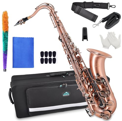 EASTROCK Tenor Saxophone Red Antique Copper B Flat Tenor Sax Professional Tenor Saxophone for Beginners Students and Musicians with Carrying Case,Mouthpiece,Reeds,Cleaning Kit,Neck Strap