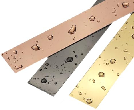 Metallisiertes, Spiegelähnliches Design Aus Edelstahl, Selbstklebende Zierleiste, Flexible Zierleiste Für Die Wand, Zierleiste Zum Abziehen (Size:16.4ft(5m) x1.57in(4cm),Color:Gebürstetes Titan Gold)