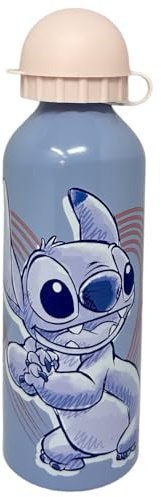 CARTOON Borraccia in alluminio Stitch Disney bottiglia con ciuccio per bambini da 500 ml rosa