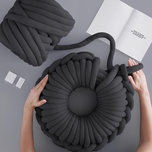 500 g tjockt bomullsrör garn, fyllning bomullsgarn 2 cm tjockt varmt andningsbart, filtkärngarn polyester maskintvättbart, rörformad tråd för armstickning gör-det-själv soffkudde husdjurssäng (svart)