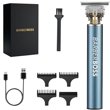 Barberboss Regolabarba e tagliacapelli senza fili da uomo, rasoio di precisione per taglio di capelli, rifinitore per barba e capelli, kit completo per la cura degli uomini