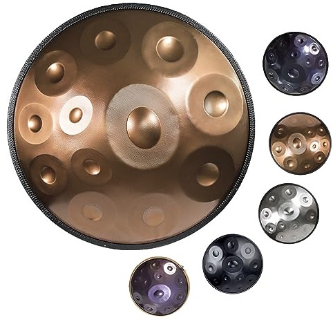 Handpan Drum in Moll D 12 Noten aus Stahl mit Tasche, Schlägel und Tuch - 432Hz/440Hz Handtrommel für entspannende Klänge