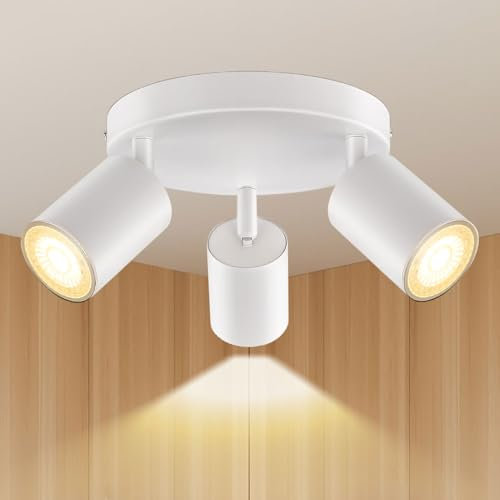 Lumosmart 3 Spot Lights Ceiling for Kitchen Bedroom LED White Spotlights Fitting Holder GU10 Lamp Base Spotlight Rotatable Spots Light (Bulbs Not Included)