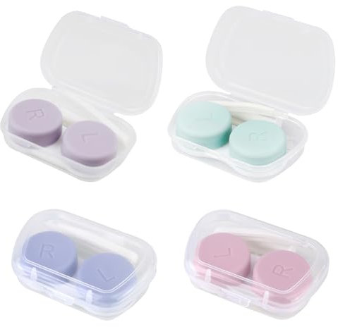 EASYKEENECOM 4 custodie per lenti a contatto, custodia portatile per lenti a contatto, per viaggi, occhi sinistro e destro, supporto per lenti a contatto con scatola portaoggetti, contenitore per