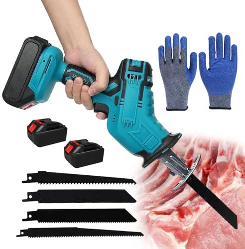 ERSINIAN Máquina cortadora de Huesos eléctrica, Sierra Profesional para Cortar Carne con 4 Hojas de Sierra, Sierras para Cortar Huesos, Metales, plásticos y Ramas (B)