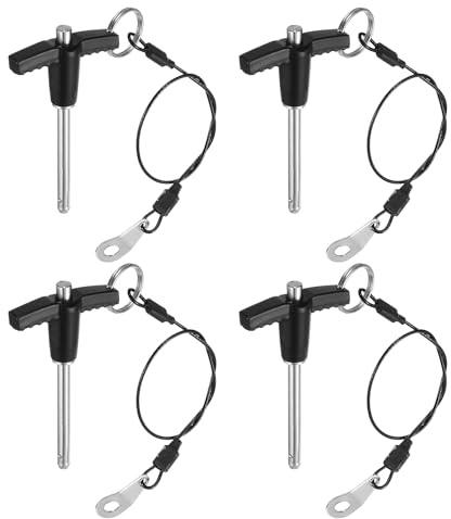 QUARKZMAN 4pz Pin di Blocco a Maniglia a T, 5mm x 40mm Lunghezza di Utilizzo in Acciaio Inossidabile Pin di Rilascio Rapido a Pulsante