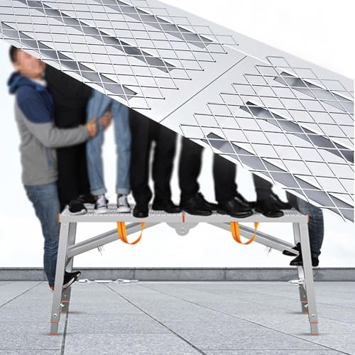 Piattaforma a scala in alluminio per casa, garage, casa, ufficio e officina, altezza regolabile piedi e pannello largo per pittura a secco Ponteggi antiscivolo Costruzione