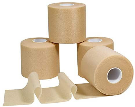 QiGui Athletic Tape Lot de 4 rouleaux de bandage en mousse 6 cm x 20 m pour chevilles, poignets, mains et coudes, genoux, blessures cutanées et résidus de colle