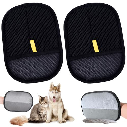HBSFBH Doppelseitige antistatische Haustier Handschuhe, 2 Pcs Doppelseitige Entwirrungs Handschuhe Haustiere, doppelseitig Haustiere Antistatik Handschuhe, für Hund & Katze Haustier Bürsten Handschuh