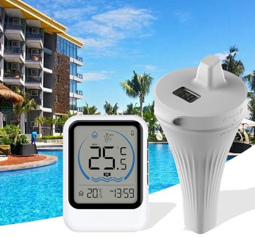 Wireless Floating Pool Thermometer, Water Temperature Thermometer with LCD Large Digital Display,bath thermometer for Swimming Pool, Ice Bath,Hot Tubs, Spas (1)