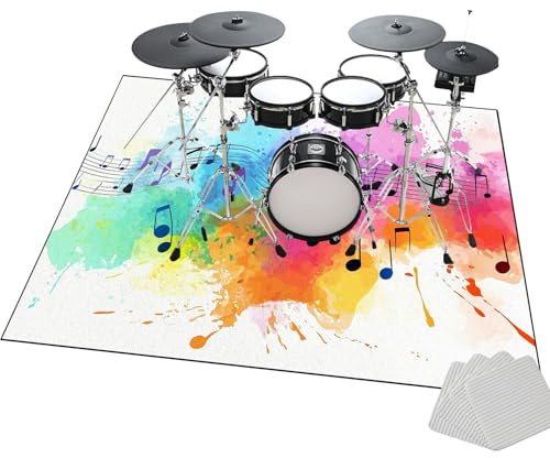 Schalldicht Drum Teppich - Rutschfest Schlagzeug Matte - Trommel Teppich für Bass drum Snare und andere Musikinstrumente - 200 x 160 cm Professionelles rechteckiges Elektronisches Jazz Schlagzeug Kit