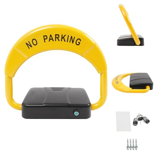 Parkplatzsperre Elektrisch, 44.5 * 39cm Parkplatz Absperrung mit 2 Fernbedienung und Schlüssel, IP67 180° Klappbar Automatische Parkplatzbegrenzung für Parkplätze und Innen-/Außen Parkplätze