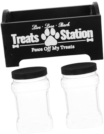 CIYODO Dog Food Storage Box Wooden Stand Natural Wood Dog Treat Canister Pet Food Container Airtight Treat Jar Holder Snack Bin