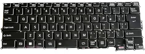 RTDPART Laptop-Tastatur für Fujitsu LifeBook U9312 U9312X 9U13A3 (JP-Layout, ohne japanischen Aufdruck, Schwarz, mit Hintergrundbeleuchtung) Neu