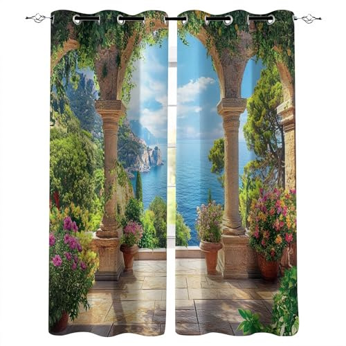 Generisch kinderzimmer Vorhang Junge 140X120cm(HxB) Himmelsgarten thermovorhang tür Verdunkelungsschal mit Ösen für Babyzimmer – sanfte Farben, Polyester, Blickdicht A513-1431