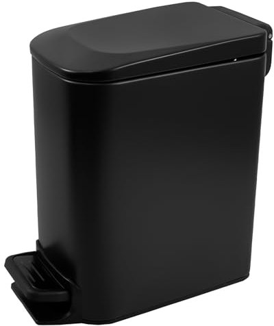Sutowe Cubo de basura de baño de 6 litros, silencioso, pequeño cubo de basura con tapa y cubo interior extraíble, cubo de cosméticos versátil para oficina, inodoro en el hogar, dormitorio, 29,8 x 15 x