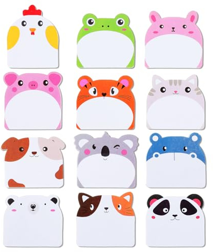 Shimmeroo 360 Sheets Cute Sticky Notes,Cartoon Animals Sticky Notes Kawaii Self-Adhesive Memo Pads Practical Stationery for Office School Students Journaling Writing Materials Key Marks