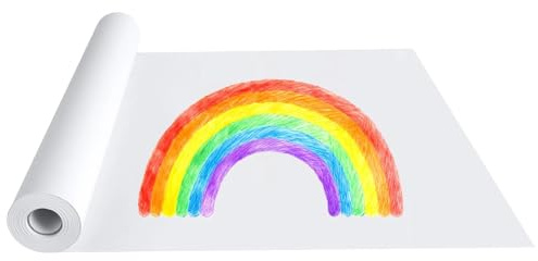 44 cm x 25 m Zeichenpapier Rolle, 70g/m² – Weiße Malpapierrolle für Kinder – Recyceltes Skizzenpapier – Vielseitig zum Malen, Zeichnen, Basteln, Schule und Kunstprojekte