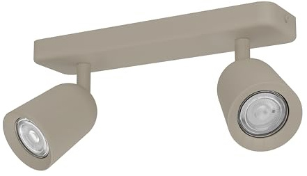 EGLO Deckenlampe 2-flammig Camaldoli Deckenstrahler | mit flexiblen 3 Strahlern, Spot Deckenleuchte aus Stahl in Sandfarben, GU10 Fassung