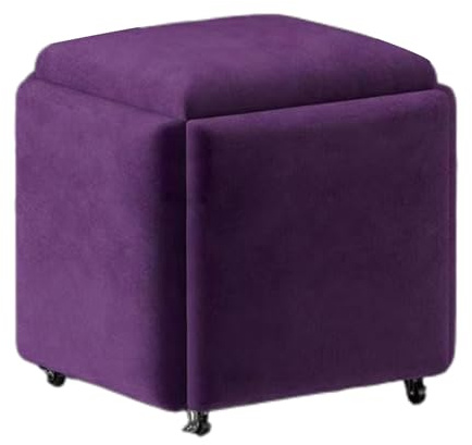 Generico Sedia a cubo con poggiapiedi impilabile, sgabelli combinati con ruote, sgabello da toeletta, for piccoli spazi, soggiorno, sala da pranzo (45x45x45 cm)(Color 5,45x45cm)