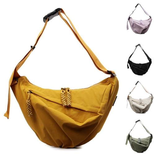 Generico Borsa a Tracolla in Nylon, Borsa a Tracolla a Mezzaluna da Donna, Borsa a Spalla con Tracolla Regolabile, Messenger Crossbody Bag per Shopping Viaggio, Marsupio Donna Grande
