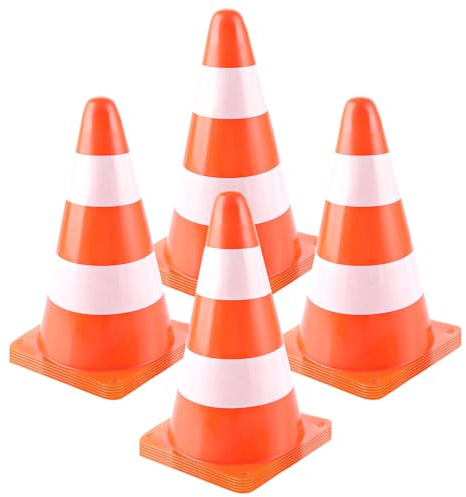 CYEER 24 Stück Markierungskegel 23cm, Orange-Weiße Pylonen für Kinder & Sport, Bruchsichere Trainingshütchen für Fußball, Agility Hundetraining & Outdoor Parcours