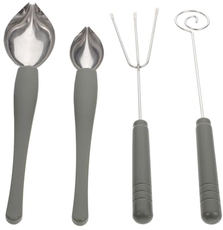 SUPVOX Edelstahl Dekorierlöffel 4 Stück mit Pp Griff Klein und Groß für Soßenmalerei und Kuchendekoration Leicht und Tragbar für Küche und Backen