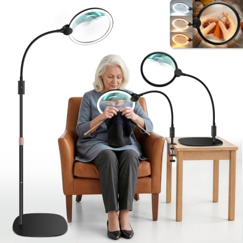 NZQXJXZ 10X Recargable Lupa con Luz y Soporte, Lente HD Grande de 7”