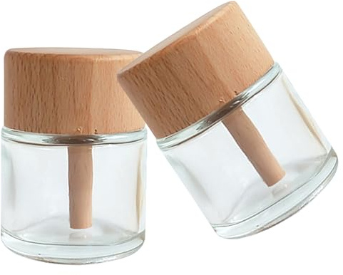 LAPYAPPE Botellas Difusoras de Caña de Vidrio Transparente de 50 Ml, Set de 2 Frascos para Aceites Esenciales, Jarrones Difusores Recargables para Aromaterapia, Decoración y Ambientador