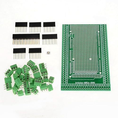 Getdoublerich Schraubklemmenblock-Schildplatten-Set für Arduino MEGA-2560 R3, FR-4 Leiterplatte mit 84 Pins, 3,5 mm Abstand, 2,54 mm Buchsenleisten, DIY-Elektronik