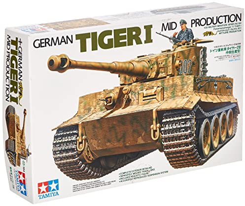 TAMIYA 300035194 300035194-1:35 WWII specialfordon 181 Tiger I Mid Production (1), originaltrogen kopia, plastbyggsats, hantverk, modellbyggsats, montering, olackerad, grön