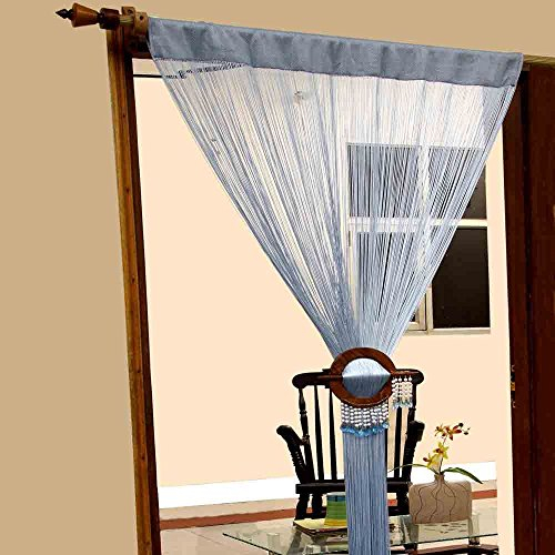 HOMESCAPES - Sparkle Glitter Spaghetti String Curtain - Blue- 100% Polyester - Hand Woven High Density Superior Door Curtain Panels - 200cm or 79 Inch drop - Can Be Cut To Size