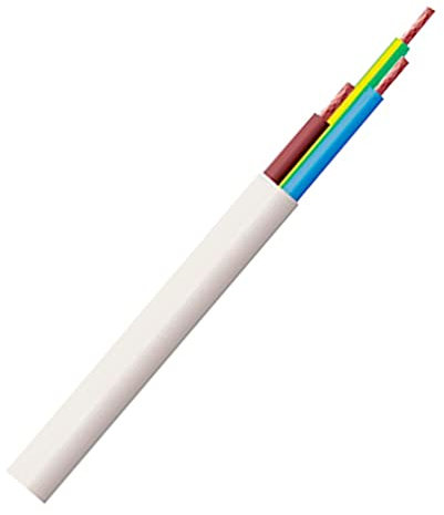 Merriway BH01455 3-Core Round Flex Cable, 2183Y 0.75mm White, 5 Metres (16.5 feet)