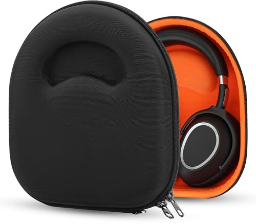 Geekria Shield Headphones Case for Lay Flat On-Ear Headphones, Replacement Hard Shell Travel Carrying Bag with Cable Storage, Compatible with Bose, EDIFIER, Grado and More Headsets (Black)