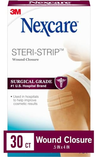 Nexcare Steri-Strip Skin Closure Strips 1/4 Inch X 4 Inches 30 Each (Pack of 3)