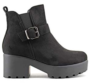 MODELISA - Botín Elastico Plataforma Tacón Ancho para Mujer (Negro, Numeric_36)
