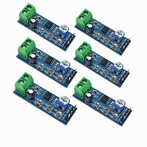 QEBIDUM 6pcs Audio Power Amplifier Module, Amplifier Board, Mini LM386 200 Times Gain 10K Solo Mono AMP Circuit Mini Guitar AMPS 200 Times 5V-12V Input 10K Adjustable Resistance