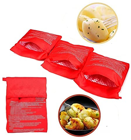 Rot Mikrowelle Tasche Tasche Backen Werkzeug Kartoffelbeutel Mikrowelle Kartoffeln Kartoffel Express Kochtasche FüR Microwelle Kochtasche Tortillas Maiskolben Express Backen Werkzeug 4 StüCk