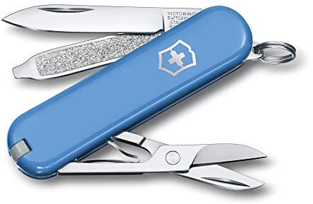 Victorinox, Classic SD, Coltellino Svizzero, Originale, Multiuso, Campeggio, 7 Funzioni, Lama, piccola, Lima per unghie, Azzurro