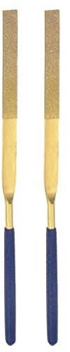 sourcing map Lot de 2 limes à aiguilles diamantées, 4 mm x 160 mm, revêtement en titane, poignées plates pour métal, bois, pierre, marbre