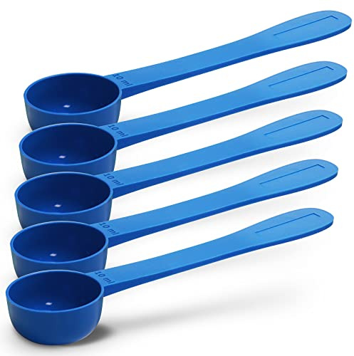 5pc Kit, RE-GEN 10ml Reusable Long Handle Plastic Measuring Spoon Scoops Dosing Spoons | Ideal for Liquids, Powders, Granules, Home, Kitchen, Catering, Healthcare, Fitness