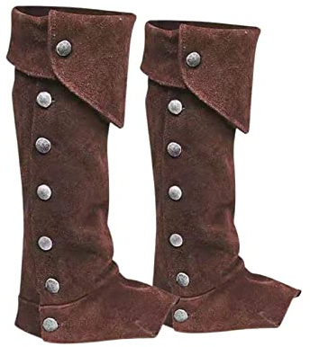 Mittelalter Renaissance Stiefel Tops mit Knöpfen, Verstellbare Schnürstiefel Abdeckung Kunstleder Einheitsgröße, Theater Halloween Pirat Musketier Mottoparty Karneval Verkleidung